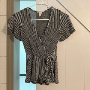 Caution To The Wind Black and White Striped Blouse